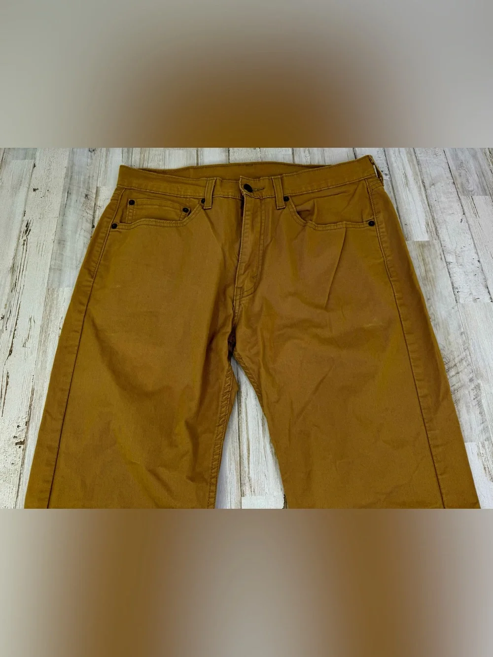 Levis 505 Pants Jeans Men 34x33 Denim Stretch Tan Straight